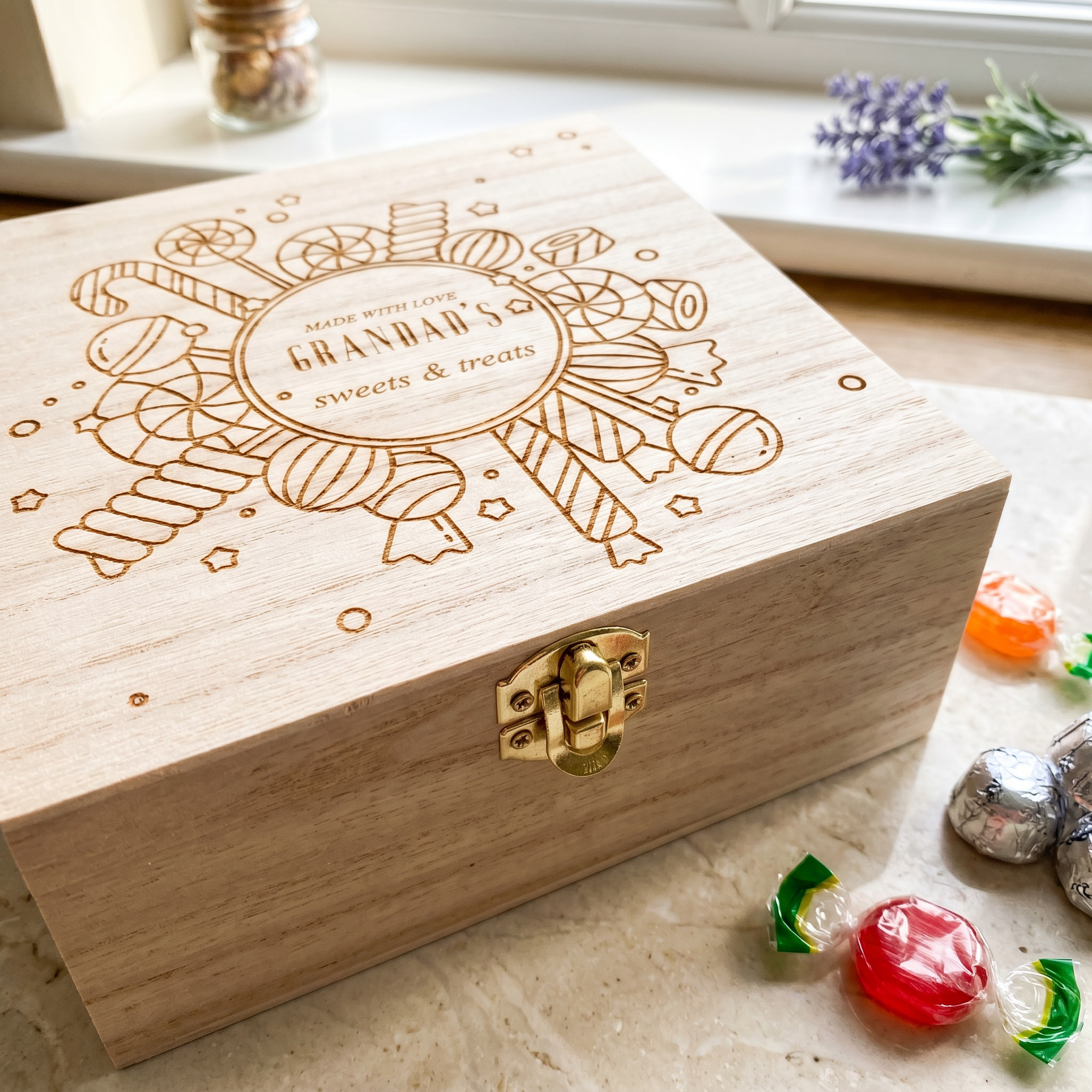 Personalised Wooden Gift Box – Custom Engraved Candy Storage Keepsake Personalised Gifts ukgiftstoreonline
