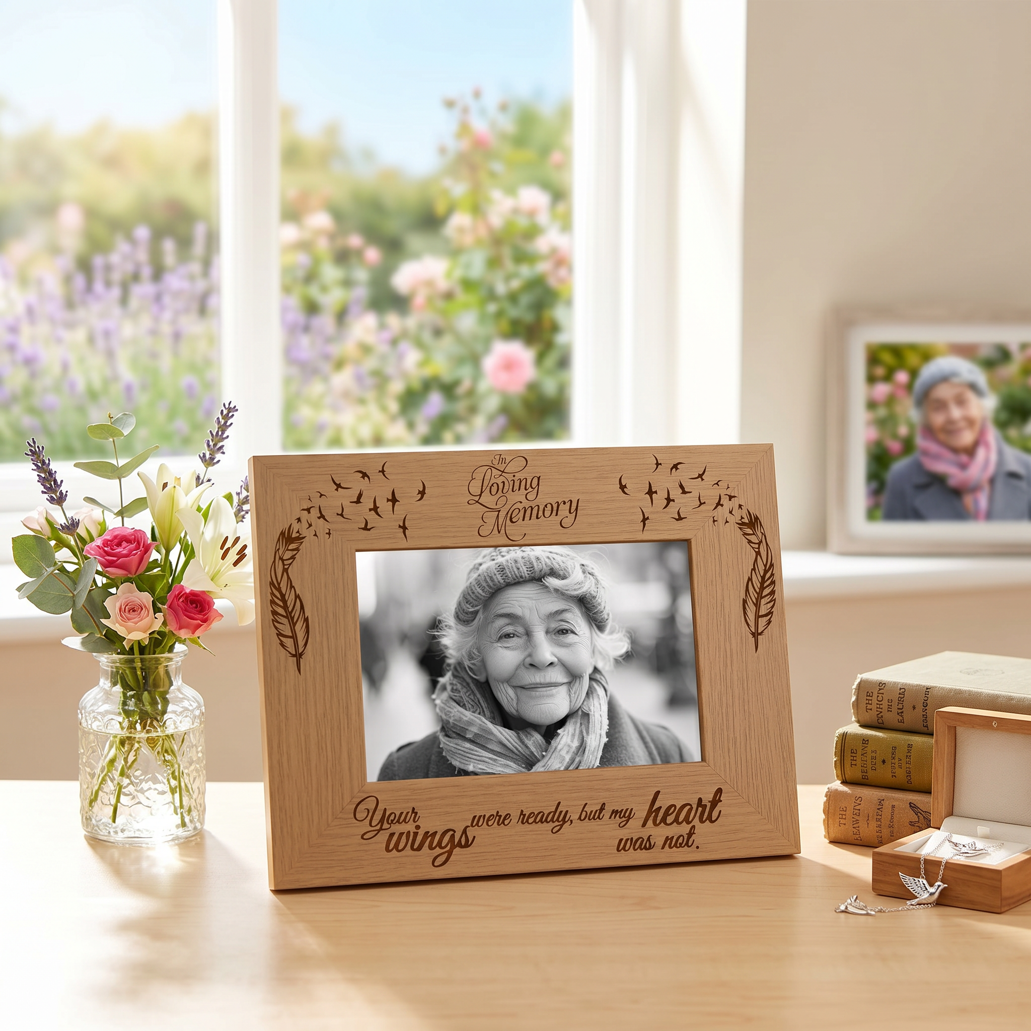 Remembrance Photo Frame – Wooden Memorial Picture Frame With Engraved Tribute Photo Frame ukgiftstoreonline