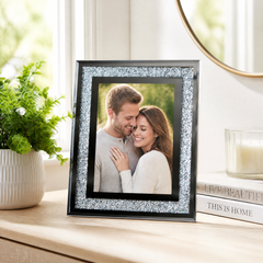 Crushed Crystal Photo Frame, Silver Mirrored Jewel, 5X7 Inch ukgiftstoreonline