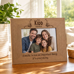 Personalised Family Photo Frame - Oak Wood Picture Frame With Stand & Engraved Family Name Family Photo frame ukgiftstoreonline
