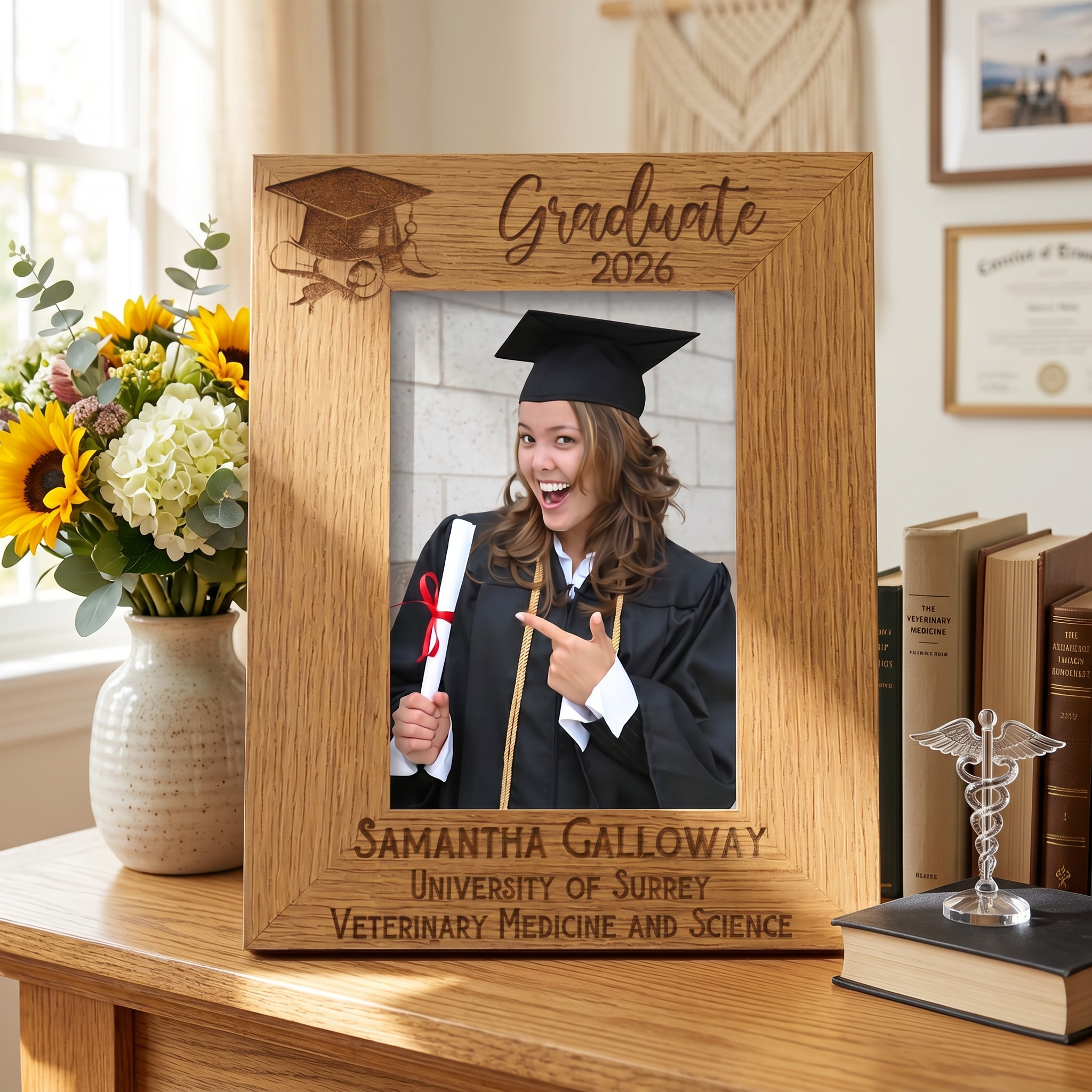 Personalised Graduation Portrait Photo Frame Gift With Hat and Scroll Design Graduation Photo Frame ukgiftstoreonline