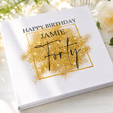Personalised Large Linen 40th Birthday Photo Album With Gold Sparkles Design Personalised Photo Album ukgiftstoreonline