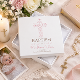 Personalised Baptism Photo Album, Ornate Pink Cross Keepsake Gift Baptism Photo Album ukgiftstoreonline