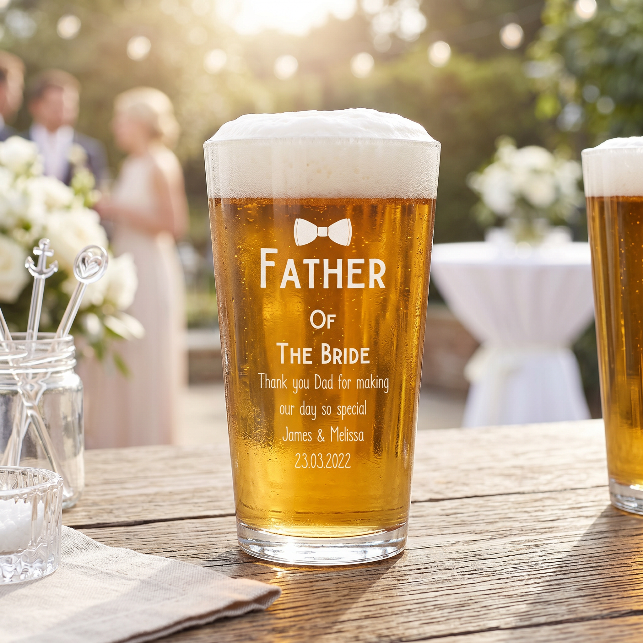 Personalised Engraved Father of The Bride Beer Pint Glass Gift personalised beer glasses ukgiftstoreonline