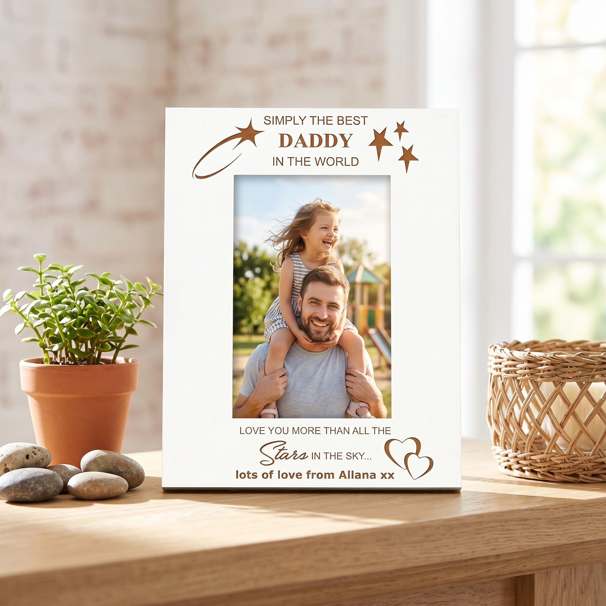Personalised Photo Frame | White Wooden Frame - Custom Daddy Gift Photo Frame ukgiftstoreonline
