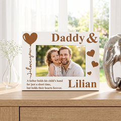 Personalised Daddy and Daughter or Son Heart White Wooden Photo Frame Gift Family Photo frame ukgiftstoreonline
