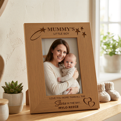 Personalised Photo Frame, Mummy's Little Boy Gift Portrait, Wood Photo Frame ukgiftstoreonline