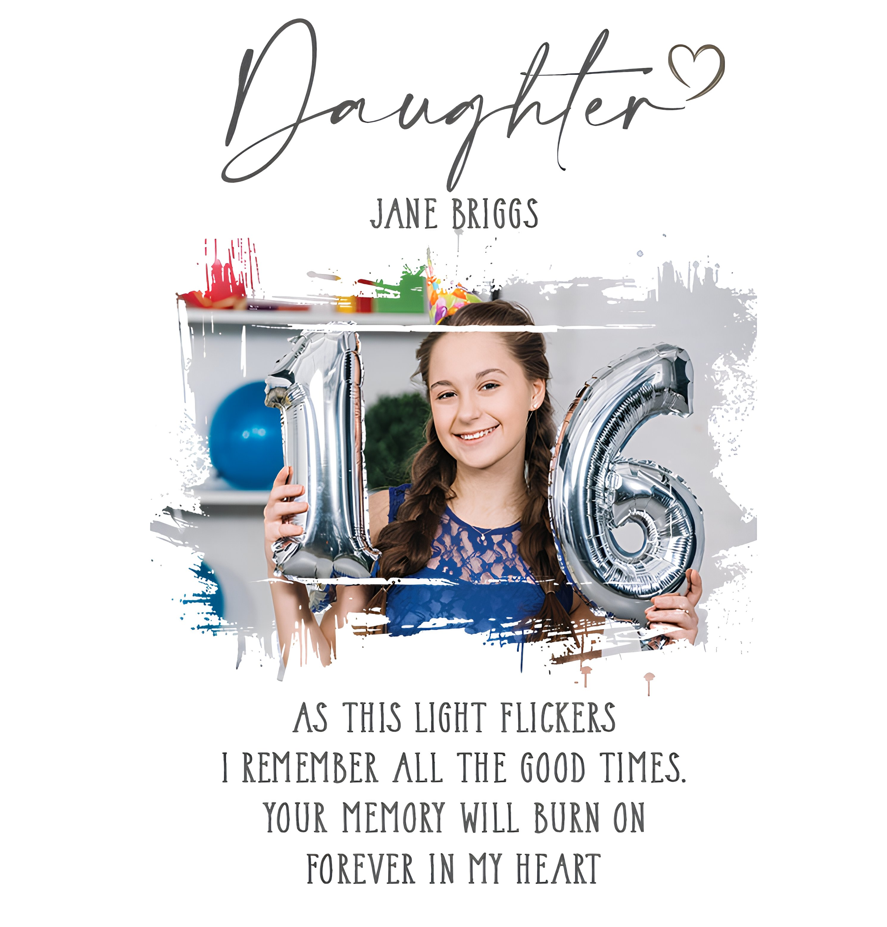 Memorial Daughter Tea Light Holder Bereavement Sympathy Gift With Photo Tea Light Holder ukgiftstoreonline