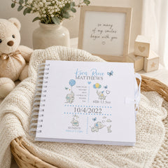Personalised Baby Boy Elephants Design Scrapbook Photo Album Baby Boy Photo Album ukgiftstoreonline