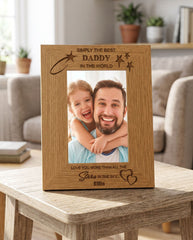 Personalised Daddy Photo Frame – Wooden Engraved Best Dad Gift Idea Photo Frame ukgiftstoreonline