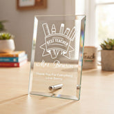 Teacher Thank You Plaque – Personalised Glass Award Plaque For Best Teacher Personalised Crystal Glass ukgiftstoreonline
