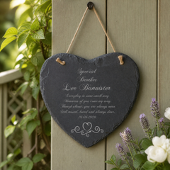 Brother Memorial Plaque, Personalised Slate, 20Cm Heart Honor Personalised Heart Gifts ukgiftstoreonline