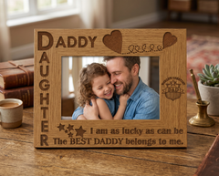 Daddy Daughter Photo Frame – Wooden Oak Finish Personalised Gift for Dad Daughter Photo Frame ukgiftstoreonline
