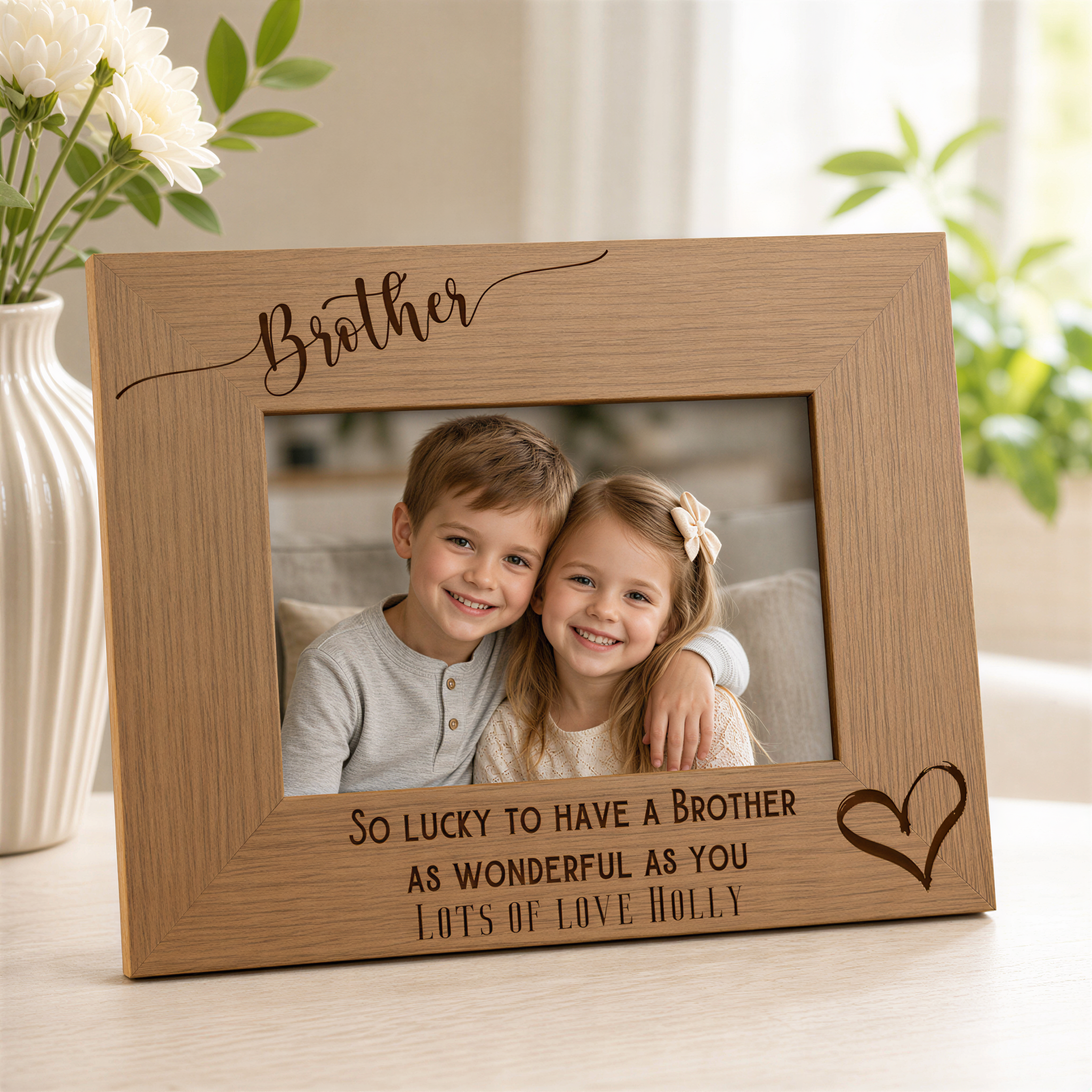 Personalised Brother Photo Frame - Engraved Wooden Picture Frame Gift For Memorable Display Nephew Photo Frame ukgiftstoreonline