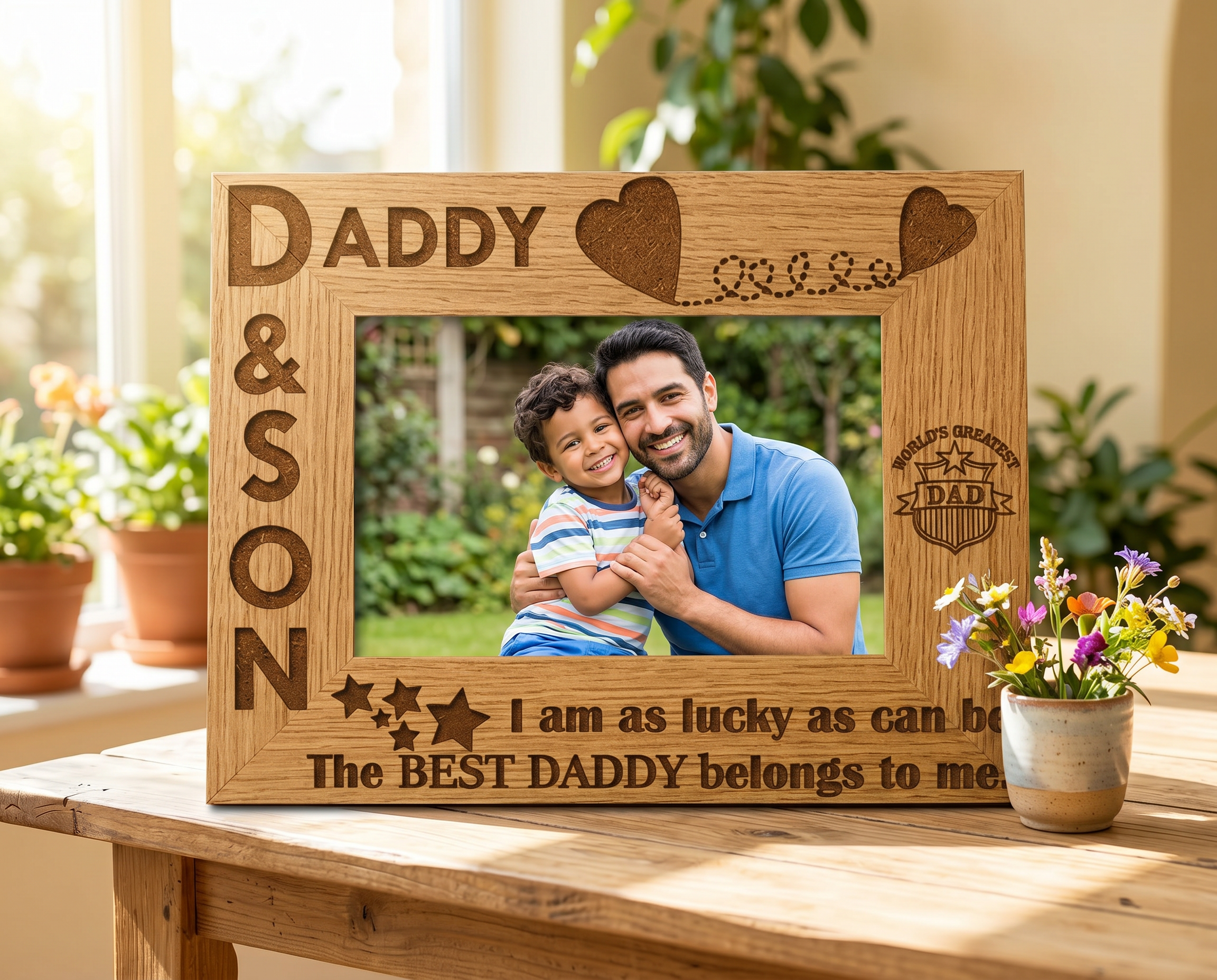 Daddy and Son Wooden Photo Frame Gift Daddy Photo Frame ukgiftstoreonline