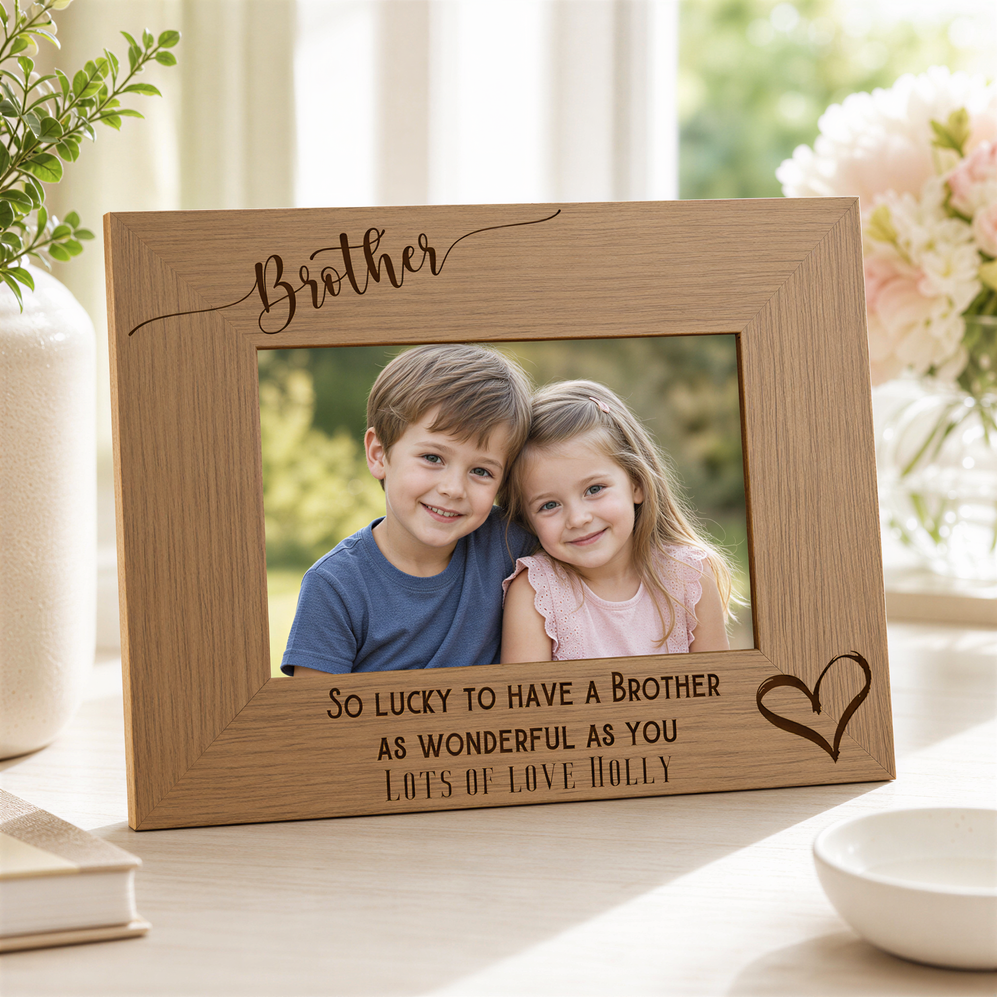 Personalised Brother Photo Frame - Engraved Wooden Picture Frame Gift For Memorable Display Nephew Photo Frame ukgiftstoreonline