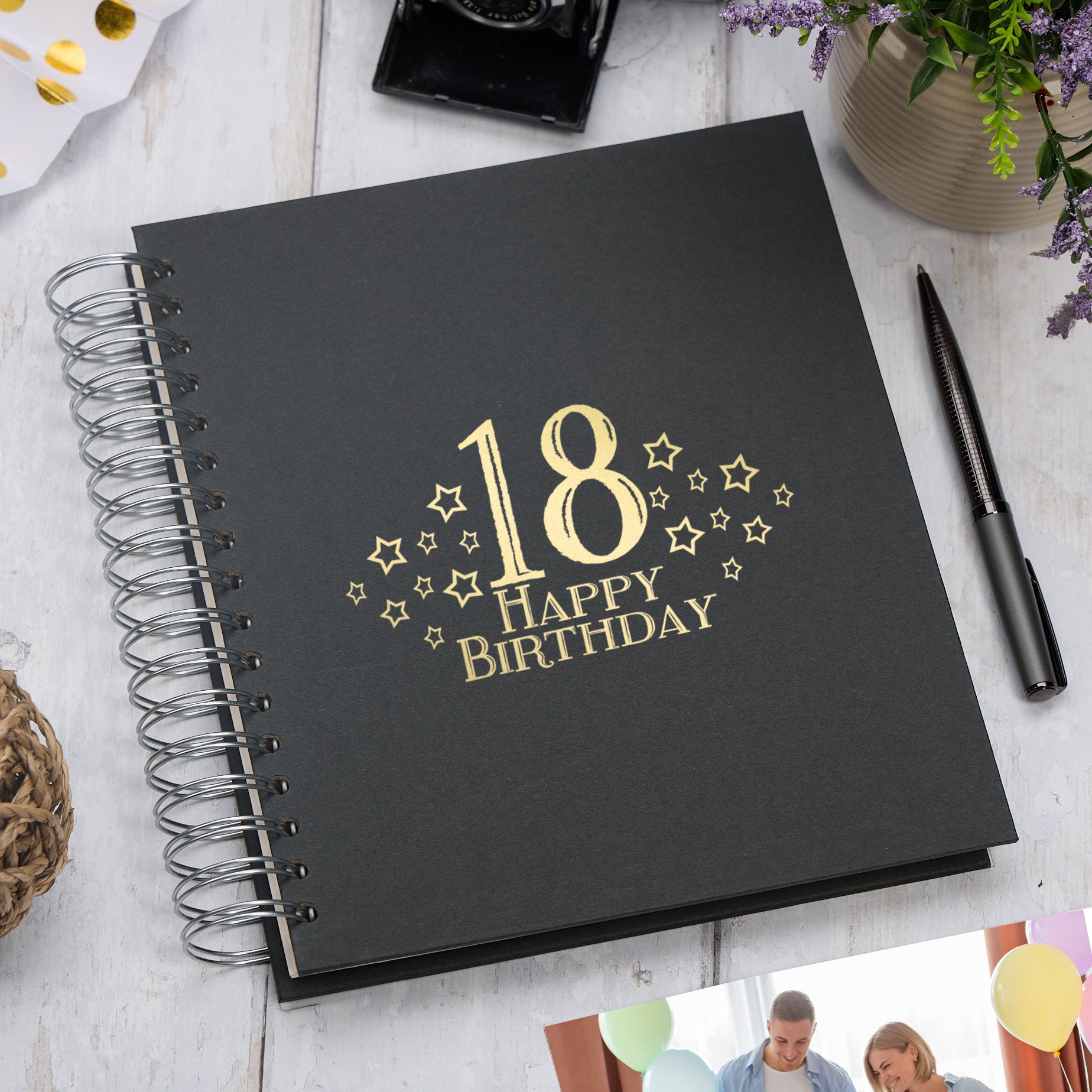 Large 18th Birthday Photo Album Memory Keepsake Gift With Stars Multiple Colours Photo Album ukgiftstoreonline Black 4x6 Inch Album