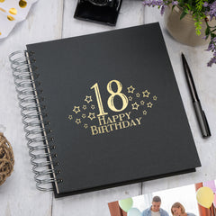 Large 18th Birthday Photo Album Memory Keepsake Gift With Stars Multiple Colours Photo Album ukgiftstoreonline Black 4x6 Inch Album