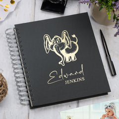Personalised Large Baby Photo Album Memory Keepsake With Elephant Photo Album ukgiftstoreonline Black 4x6 Inch Album