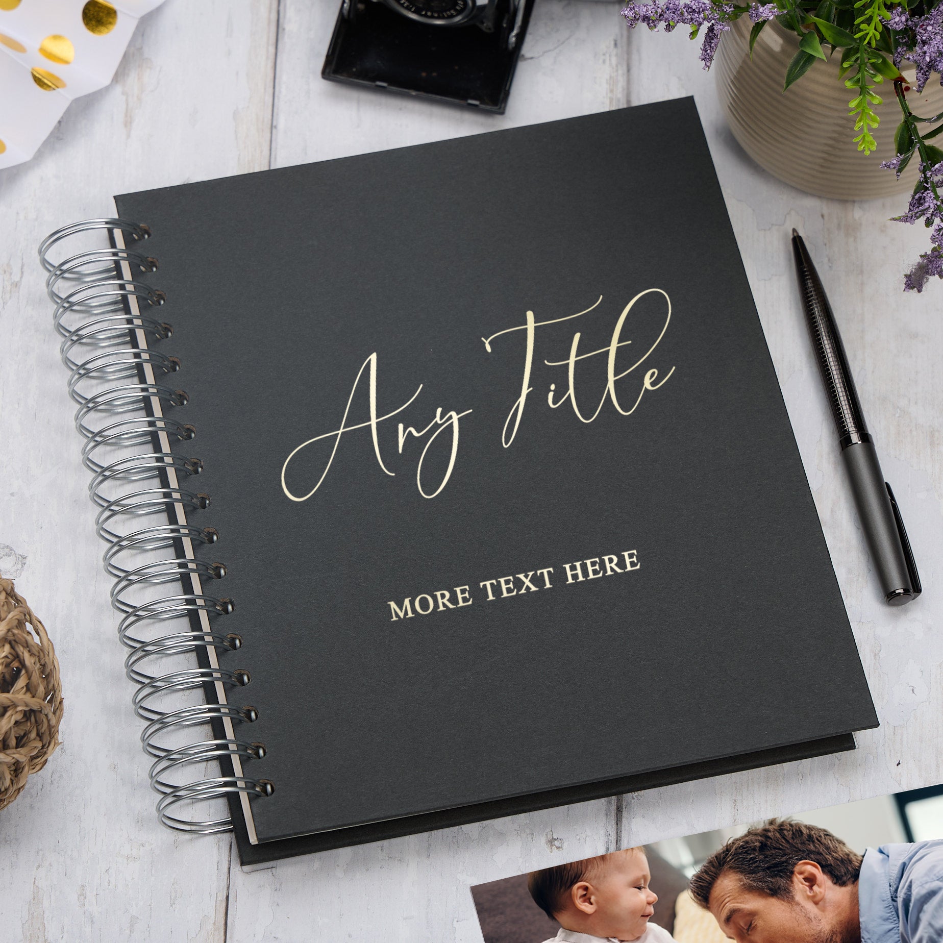 Personalised Large Photo Album With Any Title and Sentiment Multiple Colours Photo Album ukgiftstoreonline Black 4x6 Inch Album