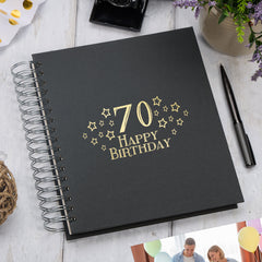 Large 70th Birthday Photo Album Memory Keepsake Gift With Stars Multiple Colours Photo Album ukgiftstoreonline Black 4x6 Inch Album
