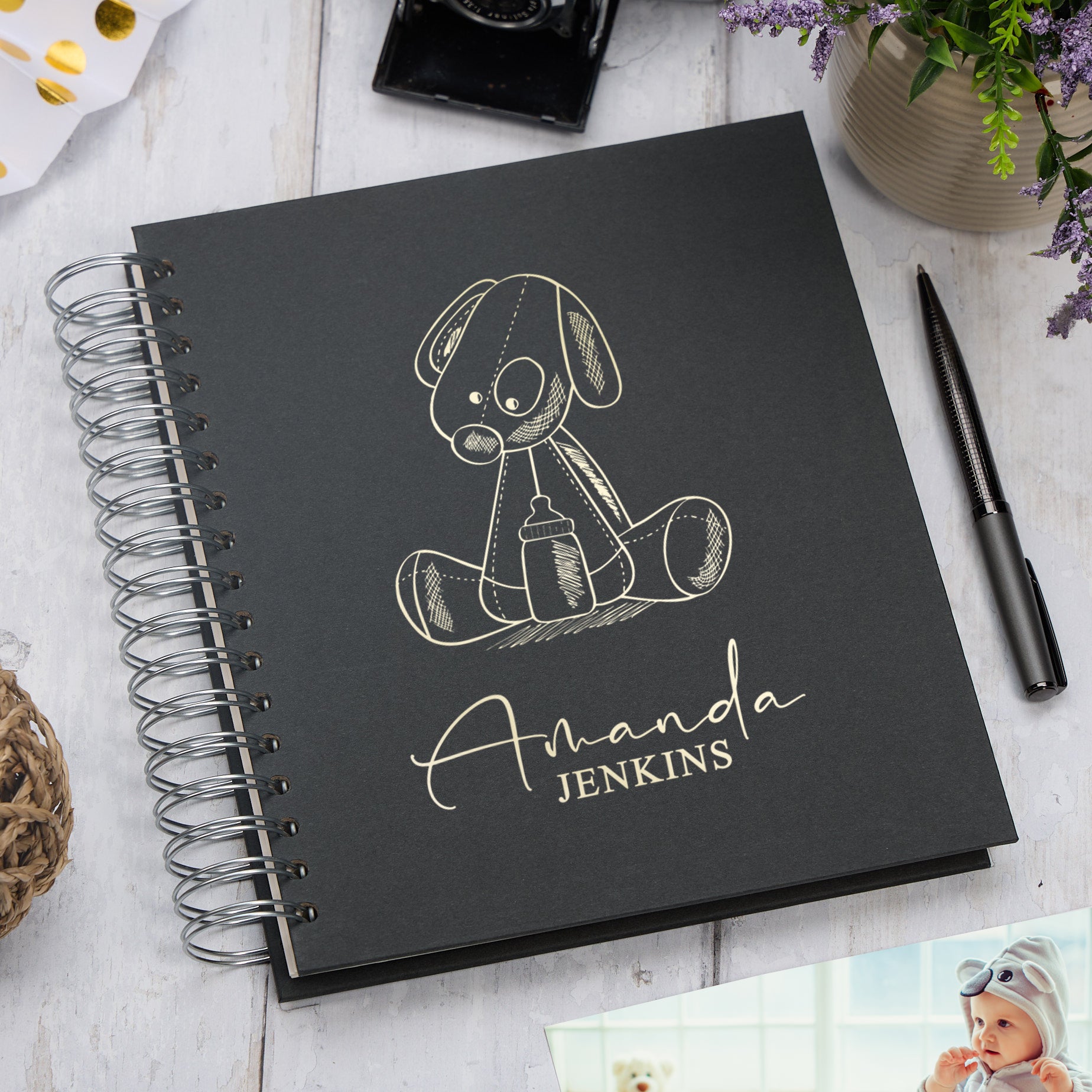 Personalised Large Baby Photo Album Memory Keepsake With Dog Photo Album ukgiftstoreonline Black 4x6 Inch Album