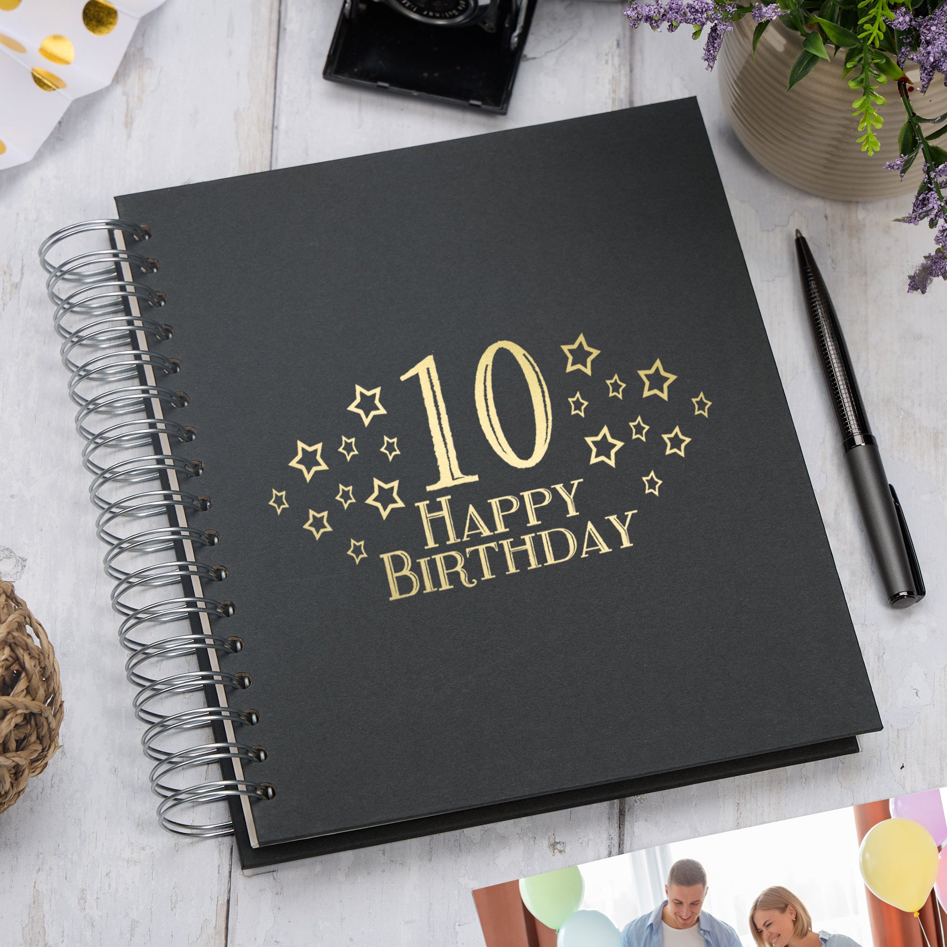 Large 10th Birthday Photo Album Memory Keepsake Gift With Stars Photo Album ukgiftstoreonline Black 4x6 Inch Album