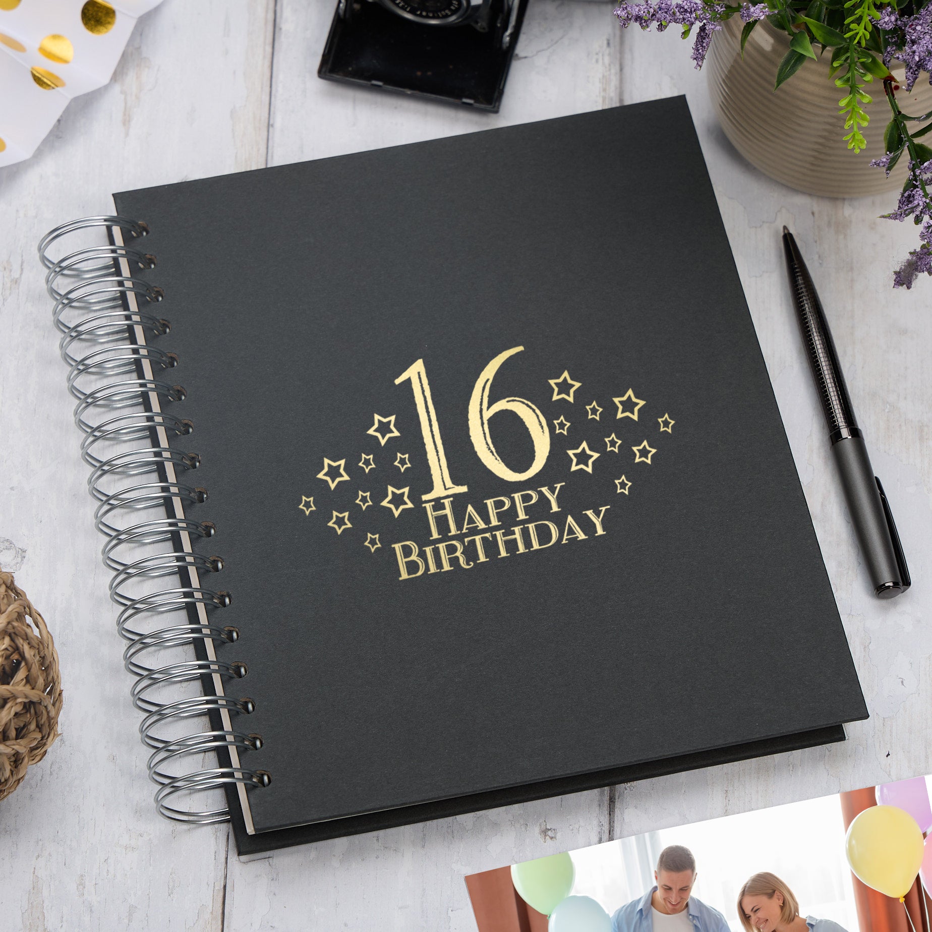Large 16th Birthday Photo Album Memory Keepsake Gift With Stars Multiple Colours Photo Album ukgiftstoreonline Black 4x6 Inch Album