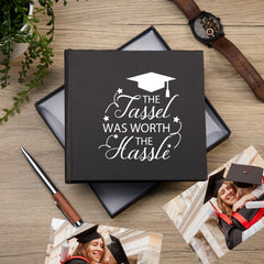 The Tassel Was Worth The Hassle Black Graduation Photo Album Gift For 50 x 6 by 4 Photos