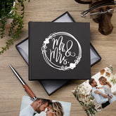 Mr and Mrs Wedding Day Circle Black Photo Album Gift For 50 x 6 by 4 Photos
