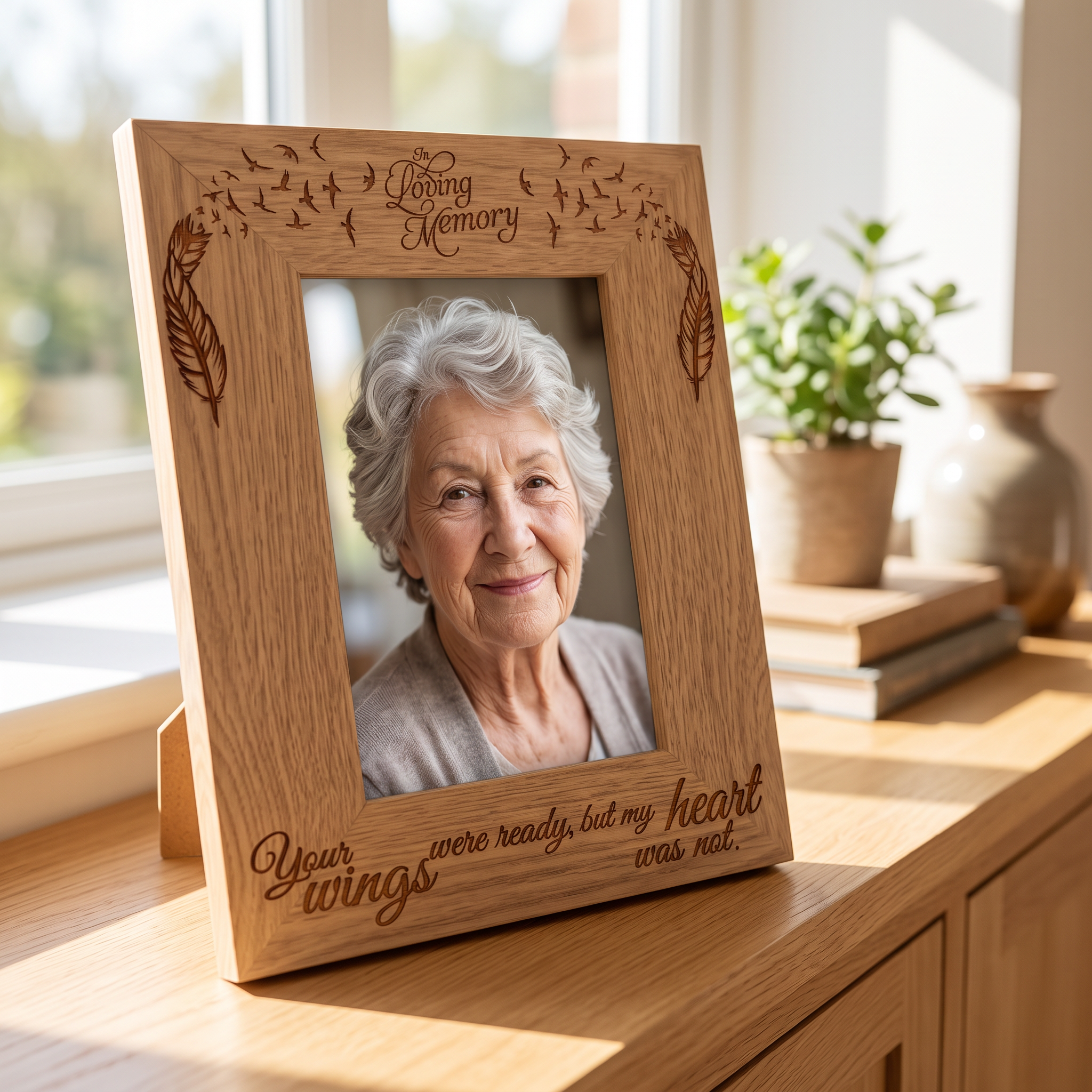 In Loving Memory Remembrance Memorial Portrait Oak Wood Finish Photo Frame Photo Frame ukgiftstoreonline
