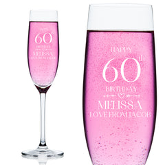 Personalised Any Age Birthday Champagne Flute Prosecco Glass 18th 21st 30th 40th 50th 60th 70th 80th