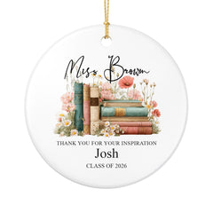 Personalised Thank You Teacher Ornament Keepsake Gift for End Of Year Leaving Present