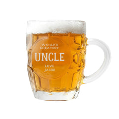 Personalised Engraved Uncle Dimple Beer Mug Glass Gift