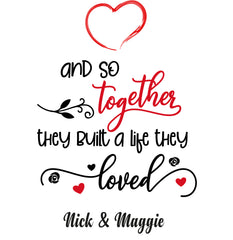 Personalised Together Love Sentiment Night Lamp Wood Base Anniversary