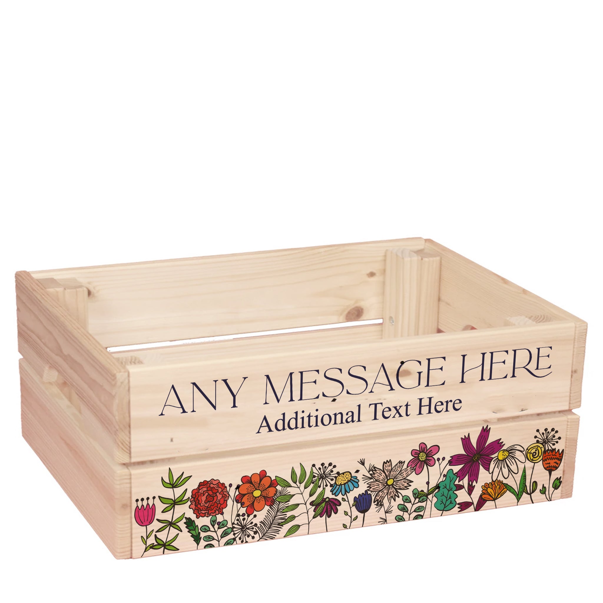 Personalised Flower Designed Crate Box Any Occasion Gift For Her storage crate ukgiftstoreonline