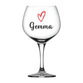Personalised Any Name Gin Glass Gifts for Her Girl Women With Heart