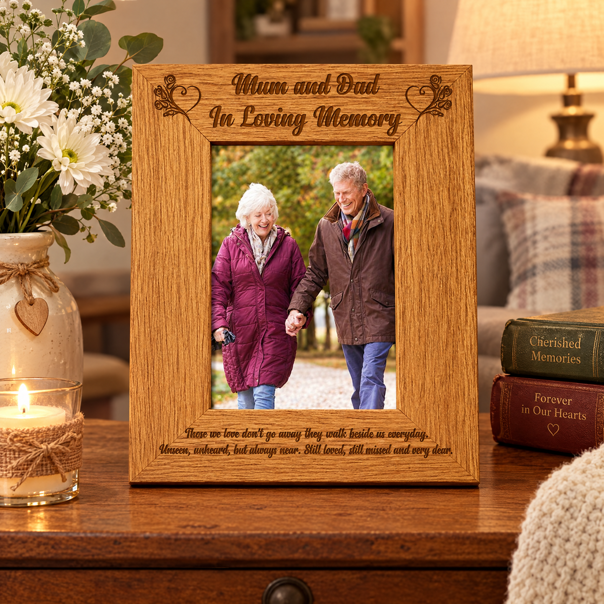Mum and Dad In Loving Memory Remembrance Portrait Wooden Photo Frame Gift Loving Memory Remembrance ukgiftstoreonline