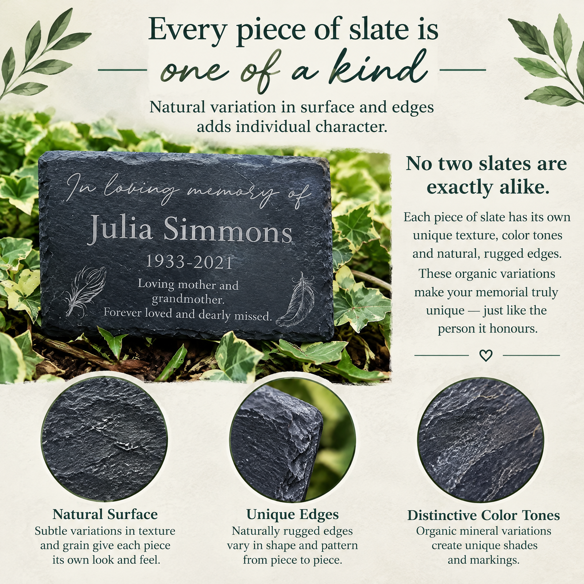 Personalised In Loving Memory Feathers Design Slate Marker Garden Loving Memory Remembrance ukgiftstoreonline