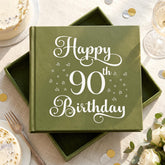 90th Birthday Olive Green Album, Star Motif, 50 Prints, Captions ukgiftstoreonline