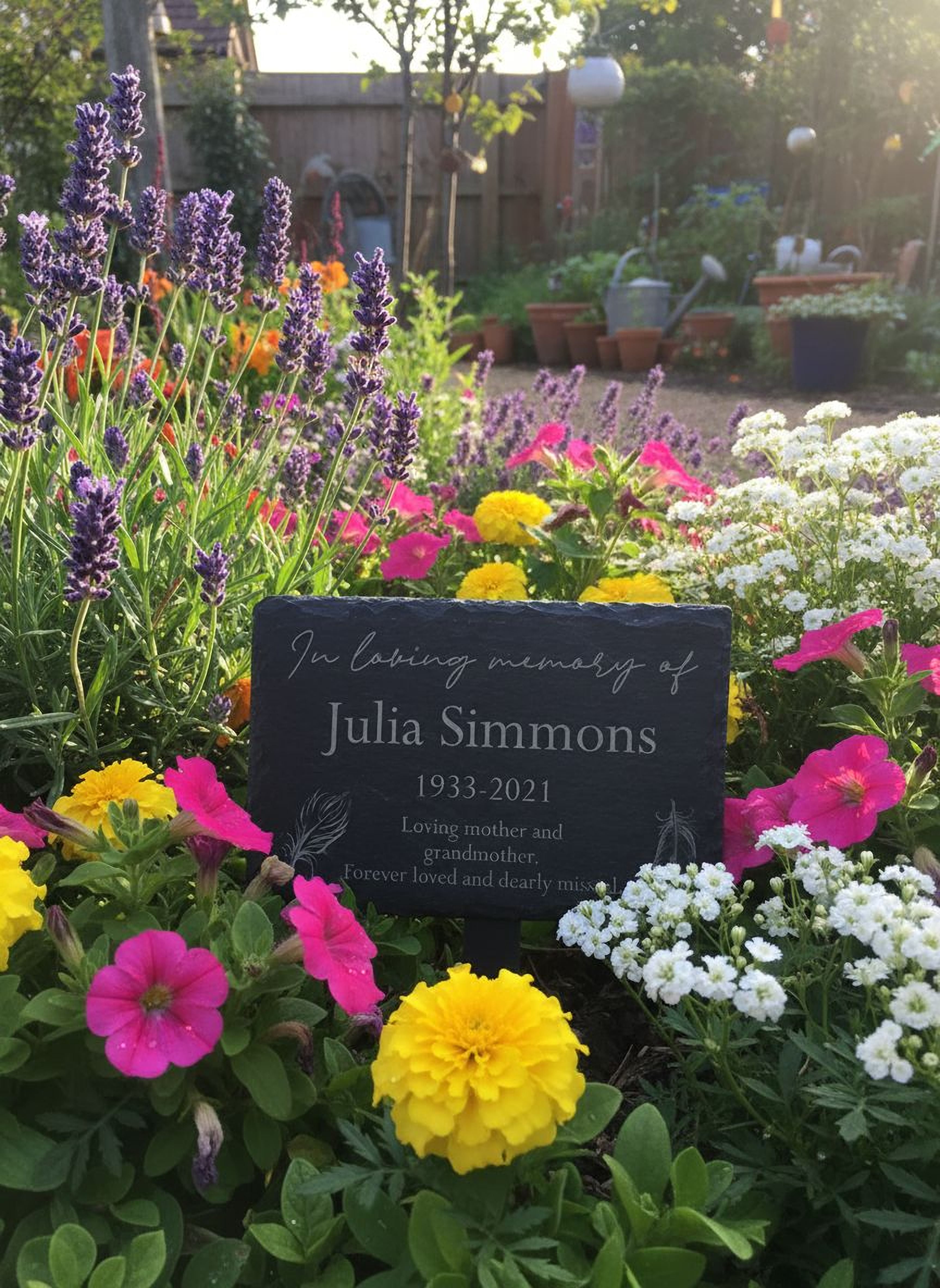 Personalised In Loving Memory Feathers Design Slate Marker Garden Loving Memory Remembrance ukgiftstoreonline