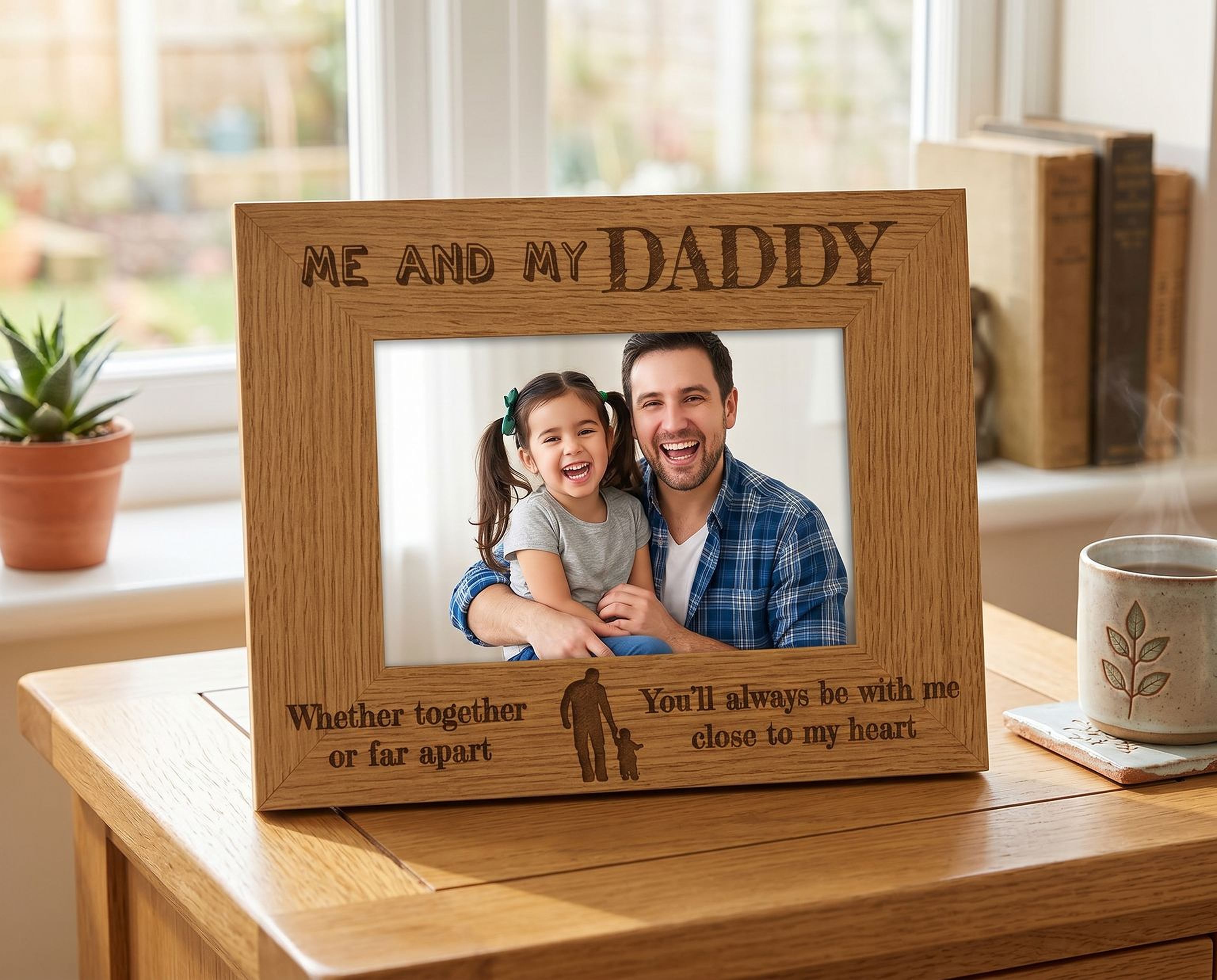 Dad Wooden Photo Frame – Oak Wood Picture Frame With Engraved Memory Display Daddy Photo Frame ukgiftstoreonline
