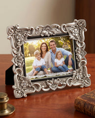 Vintage Style Antique Silver Floral Resin Frame With Crystals 4x6 photo frame ukgiftstoreonline