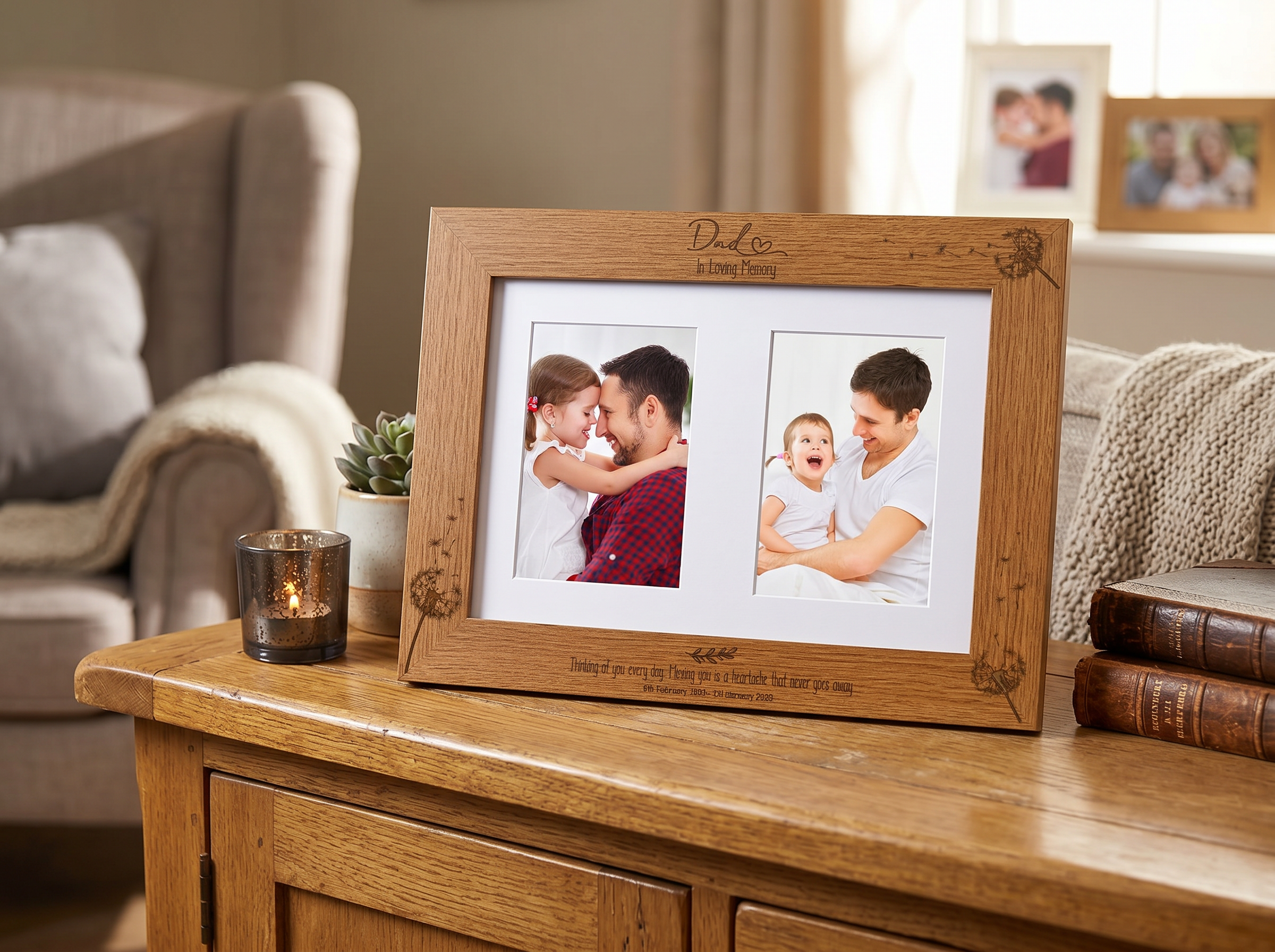 Dad In Loving Memory Photo Frame Double 6x4 Inch Personalised Photo Frame ukgiftstoreonline