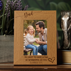 Personalised Dad Love Heart Engraved Portrait Photo Frame Gift personalised photo frames ukgiftstoreonline