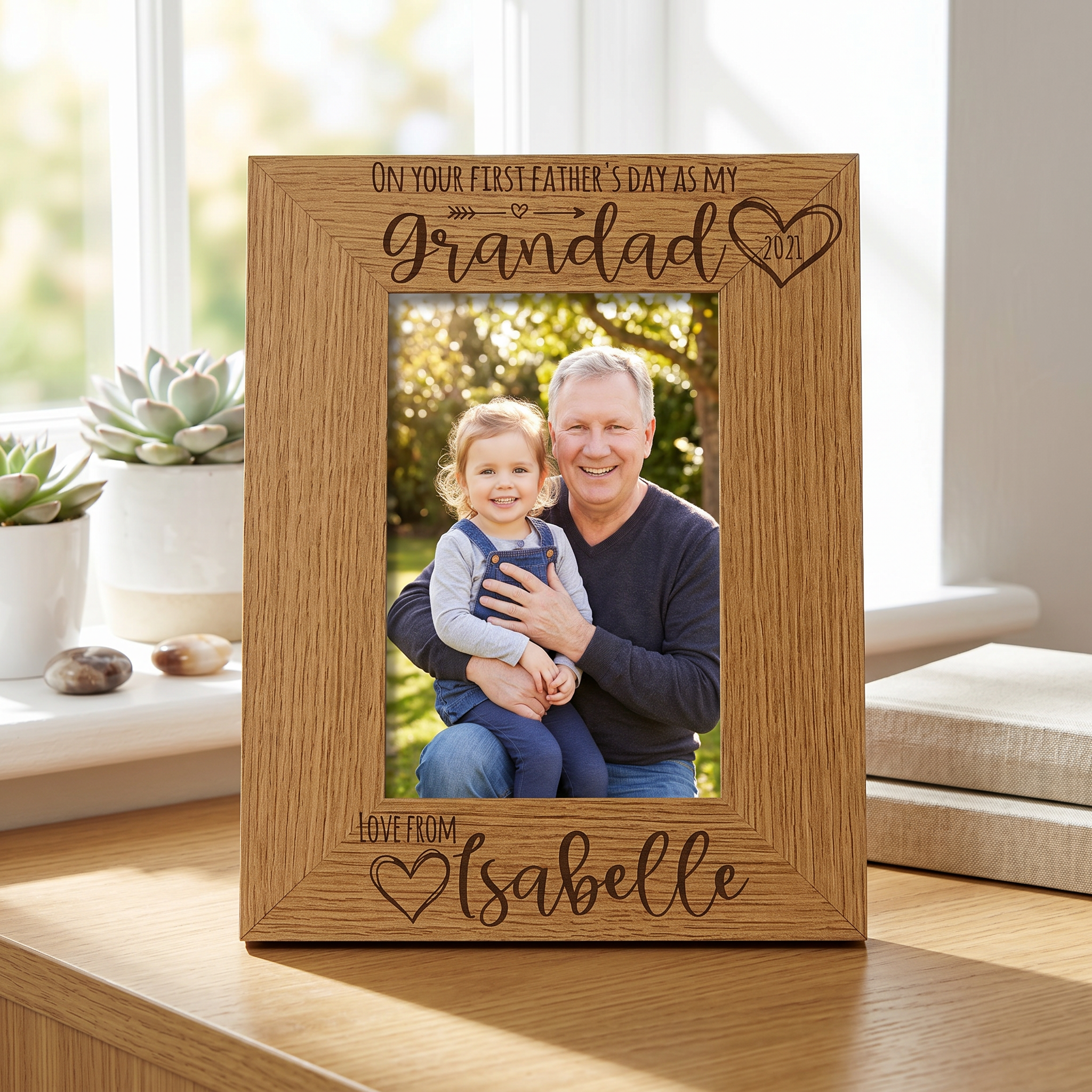 Personalised First Fathers Day as a Grandad Photo Frame Portrait Father's Day Photo Frame ukgiftstoreonline