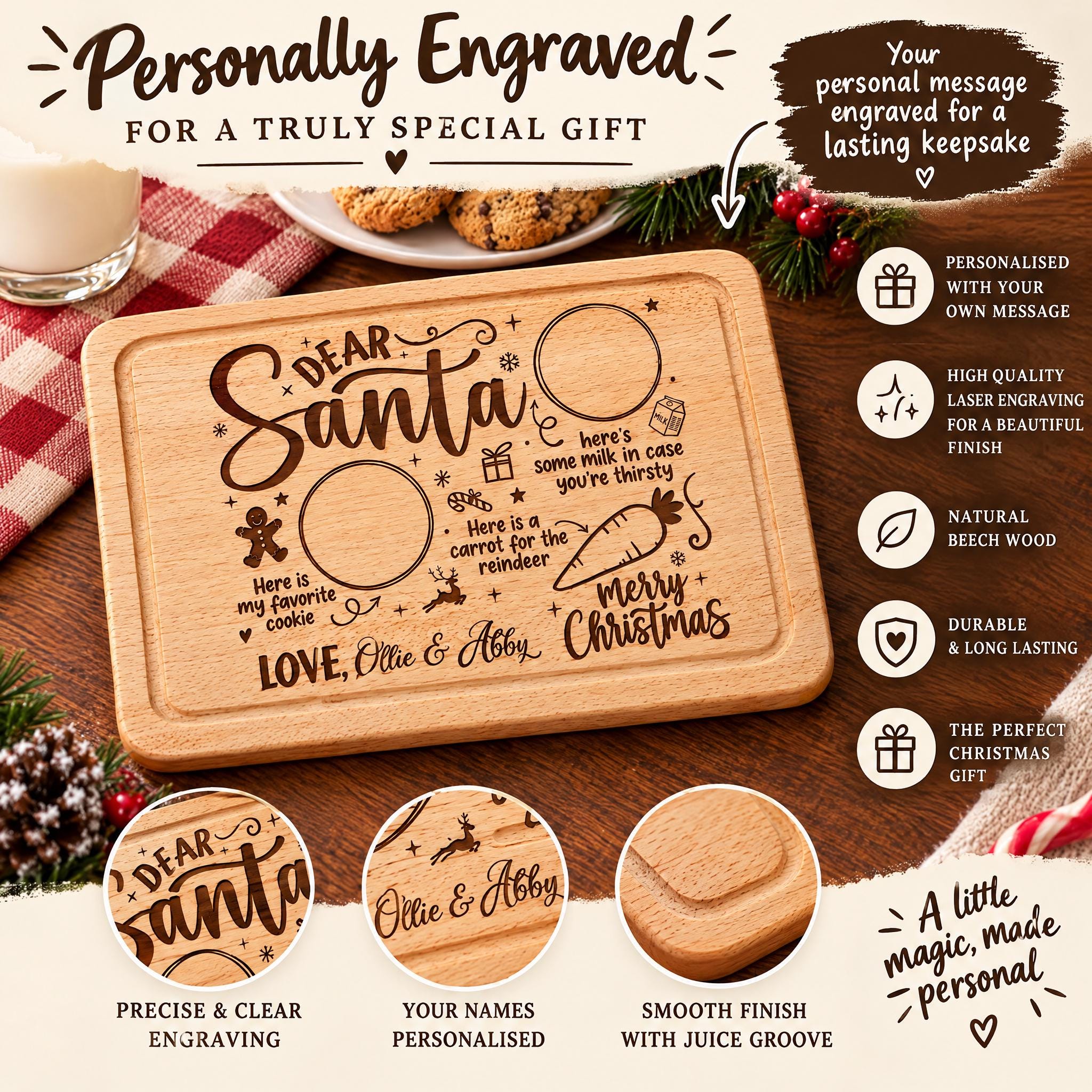 Personalised Christmas Eve Board - Santa Treat Plate, 30 X 20 Cm ukgiftstoreonline
