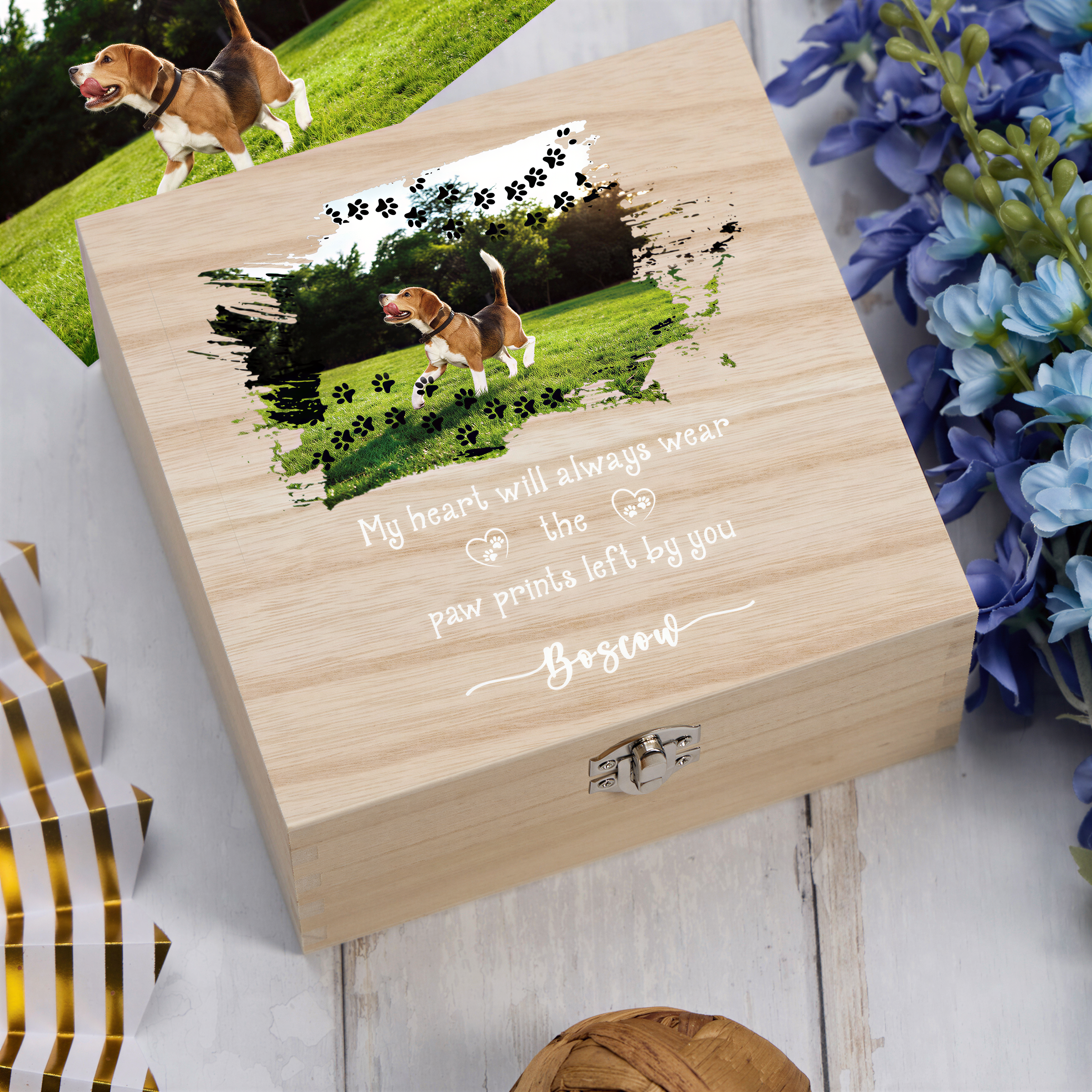 Pet Memorial Keepsake Box, Wooden Photo, Condolence Sympathy Gift Keepsake Memory Box ukgiftstoreonline