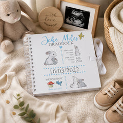 Personalised Rabbit Baby Boy Scrapbook Photo album Keepsake Memory Baby Boy Photo Album ukgiftstoreonline