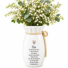 Personalised Flower Vase Gift For Mum, Custom Name, Twine Detail ukgiftstoreonline